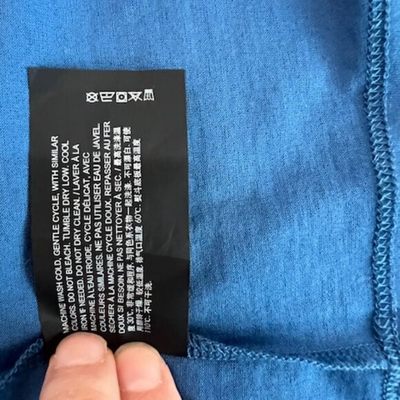 NWOT Theory Womens Blue Casual Mini T-Shirt Dress With Side Ruching Size Medium - Picture 13 of 14